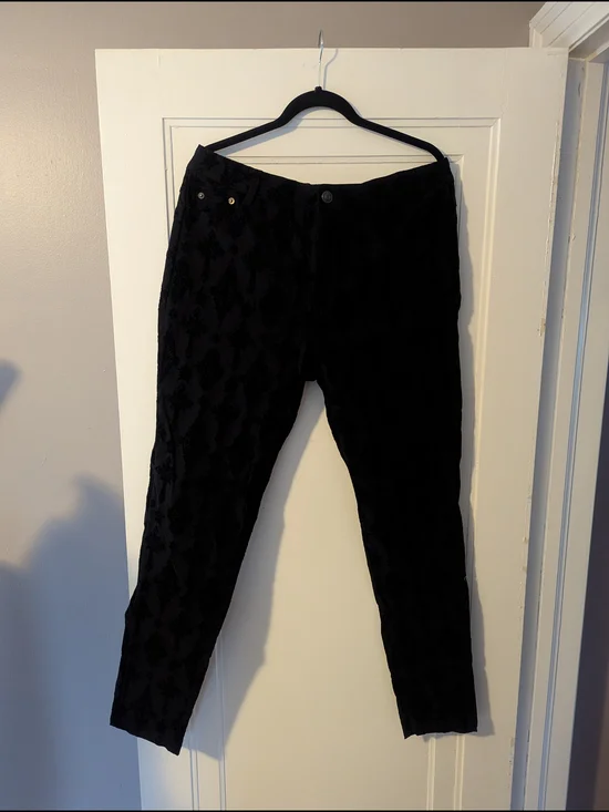 Killstar Black Velvet Cross Jacquard Pants - Picture 8 of 10